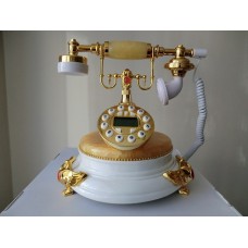 Mermer dijital telefon antika görünümlü Beyaz
